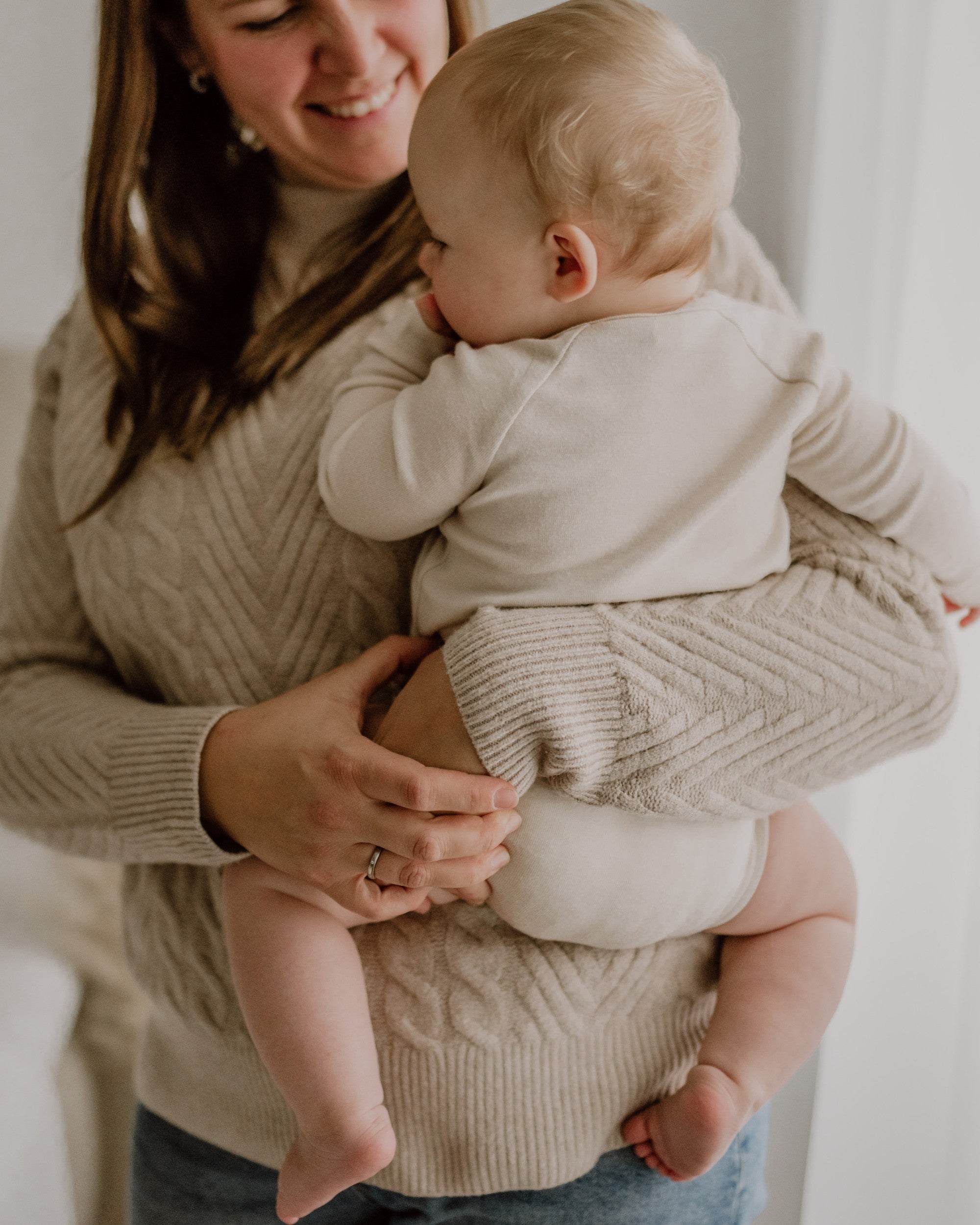 Wolle Seide Wickelbody - Beige